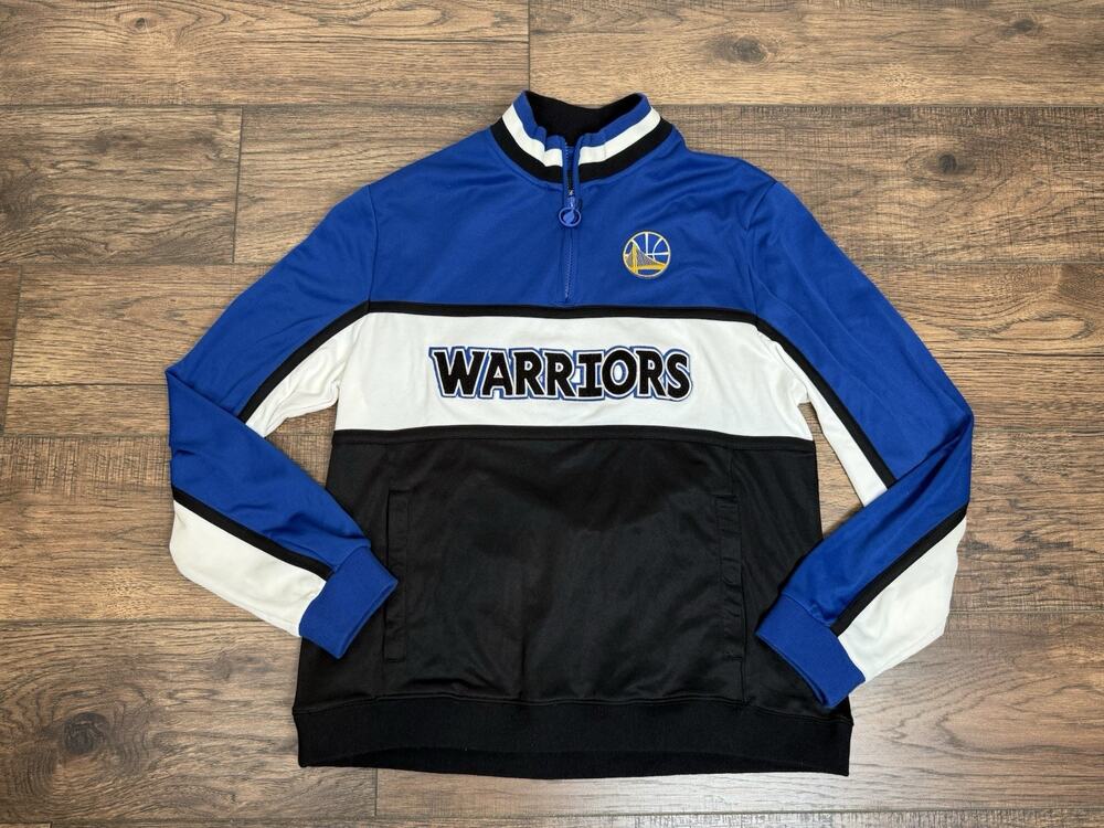 FISLL Golden State Warrior 1/4 Zip Track Jacket Pullover NBA Embroidered Sz L